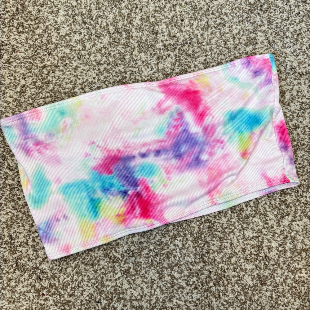 Zaful Tie-Dye Strapless Bikini Top